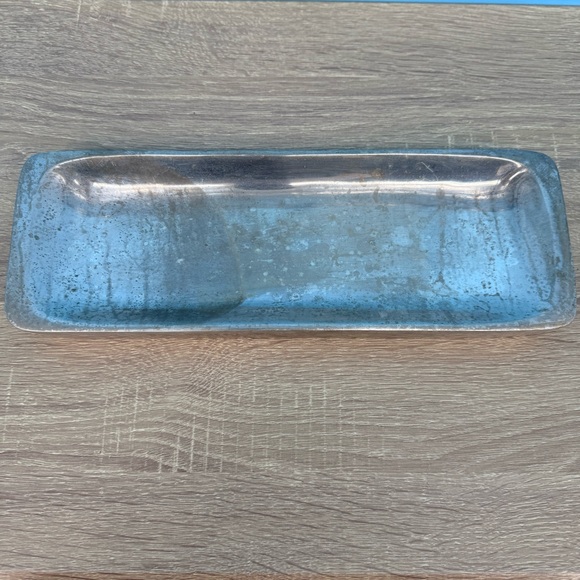 Pottery Barn Barona Silver Aluminum Rectangular Platter 12” Catchall Candle Tray - Picture 3 of 9